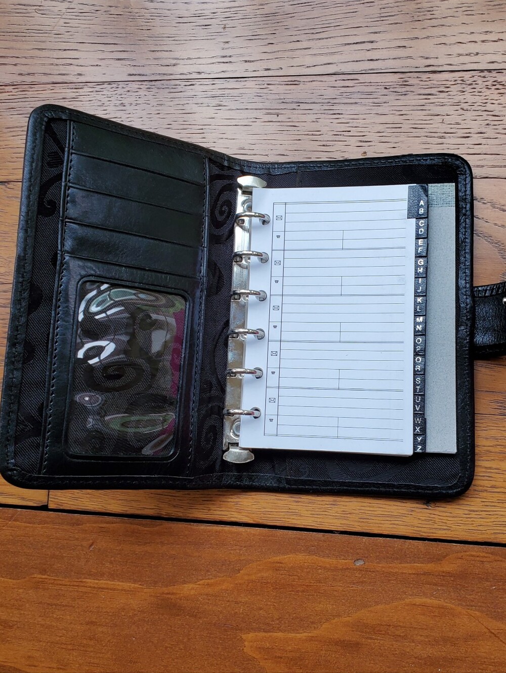 Brighton Black Heart Canvas Leather 6 Ring Binder Planner Agenda A7 size - Picture 5 of 9